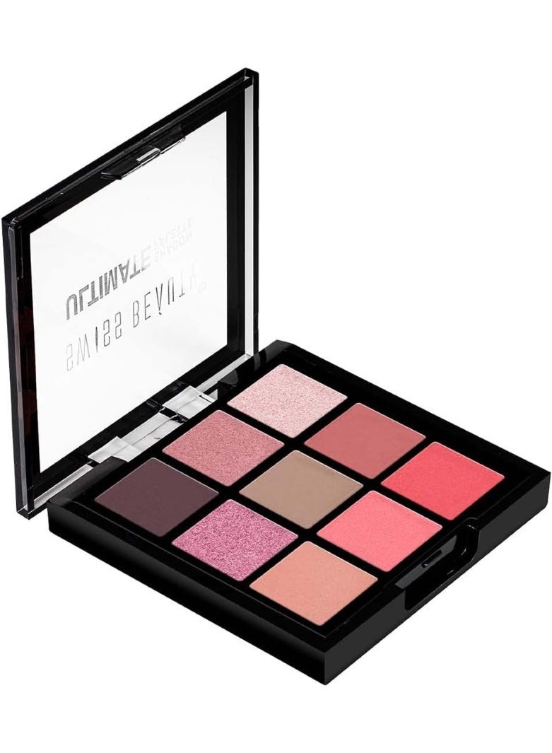 Swiss Beauty Ultimate 9 Pigmented Colors Eyeshadow Palette Long Wearing And Easily Blendable Eye Makeup Palette Matte, Shimmery And Metallic Finish - Multicolor-02, 6G - Image 1